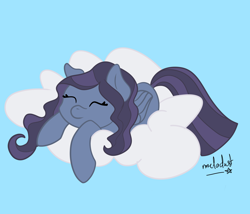 Size: 3380x2892 | Tagged: safe, artist:melodust, derpibooru import, oc, oc:cloud range, pegasus, cloud, happy, lying down, lying on a cloud, on a cloud, sky, solo