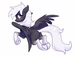 Size: 2856x2244 | Tagged: safe, artist:lunnitavaldez, derpibooru import, oc, oc only, pegasus, pony, butt, female, flying, looking back, mare, plot, simple background, solo, spread wings, underhoof, white background, wings