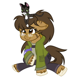 Size: 1600x1600 | Tagged: safe, artist:binkyt11, artist:the smiling pony, derpibooru import, oc, oc only, oc:binky, cat, earth pony, pony, .svg available, 2022 community collab, clothes, derpibooru community collaboration, fortnite, glasses, jacket, pants, pet, simple background, smiling, solo, svg, transparent background, unshorn fetlocks, vector