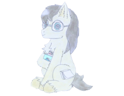 Size: 3291x2550 | Tagged: safe, artist:fliegerfausttop47, derpibooru exclusive, derpibooru import, editor:nc-tv, oc, oc only, oc:paperback writer, earth pony, 2022 community collab, arm fluff, background removed, black hair, blue eyes, cheek fluff, chest fluff, cute, derpibooru community collaboration, ear fluff, ears, glasses, holding, hoof fluff, leg fluff, looking at you, notebook, shoulder fluff, signature, simple background, smiling, solo, tan coat, transparent background, unshorn fetlocks