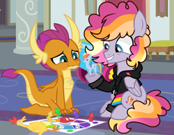 Size: 1802x1398 | Tagged: safe, artist:xxlightning-chaserxx, derpibooru import, boneless, rainbow dash, smolder, oc, oc:jelly jamberry, pegasus, pony, clothes, male, mask, teenager, toy