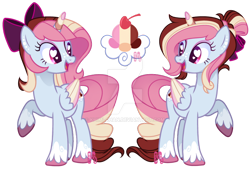 Size: 900x623 | Tagged: safe, artist:khimi-chan, derpibooru import, oc, oc only, oc:neigh-apolitan, alicorn, pony, alicorn oc, base used, bow, deviantart watermark, duo, eyelashes, female, hair bow, hair bun, heart eyes, horn, lipstick, looking at each other, looking at someone, mare, obtrusive watermark, simple background, smiling, transparent background, unshorn fetlocks, watermark, wingding eyes, wings