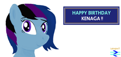 Size: 1164x553 | Tagged: safe, artist:lukington17, derpibooru import, oc, oc:maple cake, 1000 hours in ms paint, birthday, female, gift art, looking at you, simple background, text, traditional art