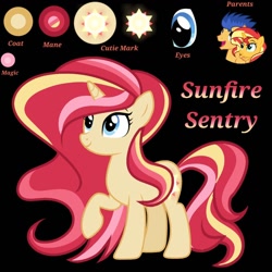 Size: 1280x1280 | Tagged: safe, artist:novaskylightstar, derpibooru import, flash sentry, sunset shimmer, oc, pony, cutie mark, eye, eyes, female, flashimmer, long mane, male, next generation, offspring, parent:flash sentry, parent:sunset shimmer, parents:flashimmer, shipping, straight