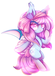 Size: 600x826 | Tagged: safe, artist:cabbage-arts, derpibooru import, oc, oc only, oc:lavender moon, bat pony, pony, bat pony oc, bipedal, female, simple background, solo, spread wings, white background, wings