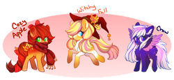 Size: 1024x469 | Tagged: safe, artist:cabbage-arts, derpibooru import, oc, oc only, earth pony, pegasus, pony, earth pony oc, female, hat, partial background, pegasus oc, simple background, transparent background, trio, witch hat