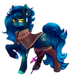 Size: 800x861 | Tagged: safe, artist:cabbage-arts, derpibooru import, oc, oc only, oc:sapphire star, earth pony, pony, clothes, ear piercing, earring, earth pony oc, female, jewelry, piercing, simple background, solo, transparent background