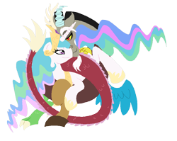 Size: 874x695 | Tagged: safe, artist:kiananuva12, derpibooru import, discord, princess celestia, alicorn, draconequus, pony, dislestia, duo, female, male, shipping, simple background, straight, transparent background