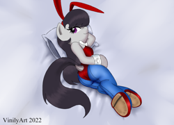 Size: 994x714 | Tagged: safe, artist:vinilyart, derpibooru import, octavia melody, earth pony, pony, bunny ears, bunny suit, butt, clothes, cuffs (clothes), dock, tail, treblebutt