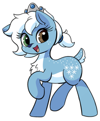 Size: 1400x1700 | Tagged: safe, artist:thecoldsbarn, derpibooru import, oc, oc only, oc:icicle crash, deer, 2022 community collab, chest fluff, derpibooru community collaboration, doe, female, heterochromia, looking at you, open mouth, open smile, simple background, smiling, smiling at you, solo, transparent background