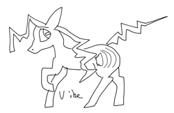 Size: 3268x2115 | Tagged: safe, artist:buttercupsaiyan, ponerpics import, oc, oc only, earth pony, pony, /mare/con, monochrome, raised hoof, raised leg, sketch