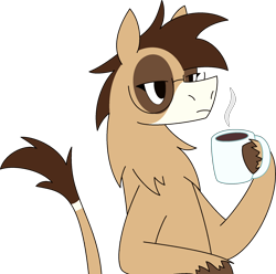 Size: 2019x1999 | Tagged: safe, artist:emc-blingds, derpibooru import, oc, oc only, pony, bust, chest fluff, frown, glasses, hoof hold, leonine tail, male, simple background, solo, stallion, tail, transparent background, unamused, unshorn fetlocks