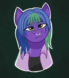 Size: 800x900 | Tagged: safe, derpibooru import, pony, clothes, female, head, mare, nose piercing, piercing, ponified, purple, septum piercing