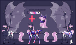 Size: 1280x770 | Tagged: safe, artist:parrpitched, derpibooru import, oc, oc:nurse lavender blossom, bat pony, pony, bat pony oc, fireheart76's latex suit design, kink, latex, latex suit, nurse, prisoners of the moon, reference sheet, rubber, rubber suit