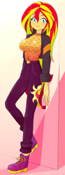 Size: 1668x4500 | Tagged: safe, artist:batipin, derpibooru import, sunset shimmer, human, equestria girls, breasts, female, geode of empathy, looking at you, magical geodes, music festival outfit, solo, sunset jiggler