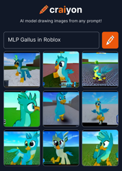 Size: 1090x1528 | Tagged: safe, derpibooru import, machine learning generated, gallus, griffon, 3d, cloud, craiyon, dall·e mini, grass, male, roblox, sky