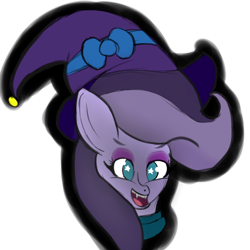 Size: 5000x5000 | Tagged: safe, artist:houndy, derpibooru import, oc, oc only, oc:jester quinn, bat pony, bat pony oc, bow, clothes, costume, cute, eyeliner, eyeshadow, fangs, halloween, halloween costume, happy, hat, makeup, simple background, smiling, solo, spooky, transparent background, witch, witch hat