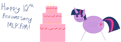 Size: 4427x1560 | Tagged: safe, artist:twilyisbestpone, derpibooru exclusive, derpibooru import, twilight sparkle, twilight sparkle (alicorn), alicorn, pony, 1000 hours in ms paint, birthday, birthday cake, cake, female, food, happy, happy birthday mlp:fim, intentionally bad, mare, mlp fim's twelfth anniversary, ms paint, quality, simple background, smiling, solo, stick figure, stick pony, stylistic suck, white background