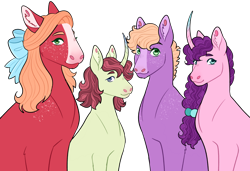 Size: 1280x873 | Tagged: safe, artist:s0ftserve, derpibooru import, big macintosh, little mac, sugar belle, oc, oc:apple turnover, earth pony, unicorn, female, male, mare, offspring, older, orchard blossom, parent:big macintosh, parent:sugar belle, parents:sugarmac, shipping, simple background, stallion, sugarblossom, sugarmac, trans female, transgender, transparent background