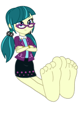 Size: 2500x3600 | Tagged: safe, artist:mixiepie, derpibooru import, juniper montage, equestria girls, movie magic, spoiler:eqg specials, barefoot, base, base used, clothes, crossed arms, feet, female, fetish, foot fetish, glasses, pigtails, simple background, skirt, smiling, soles, solo, toes, transparent background, vector