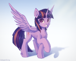 Size: 2500x2000 | Tagged: safe, artist:adagiostring, derpibooru import, twilight sparkle, twilight sparkle (alicorn), alicorn, pony, chest fluff, commission, commission open, cute, full body, hugh res, looking at you, solo, standing, your character here