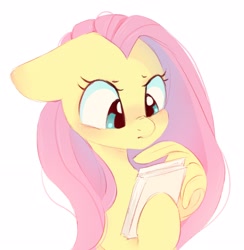 Size: 2780x2848 | Tagged: safe, artist:melodylibris, derpibooru import, fluttershy, pegasus, pony, ears back, female, furrowed brow, mare, nose wrinkle, paper, scrunchy face, simple background, solo, thinking, white background, wing hands, wings