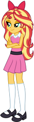 Size: 2352x8378 | Tagged: safe, artist:emeraldblast63, derpibooru import, sunset shimmer, equestria girls, bare shoulders, blossom (powerpuff girls), bow, clothes, cosplay, costume, dress, simple background, sleeveless, solo, the powerpuff girls, tights, transparent background