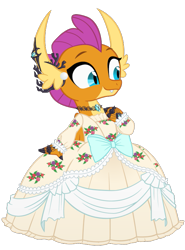 Size: 557x753 | Tagged: safe, artist:queencold, derpibooru import, smolder, dragon, bow, clothes, cute, dragoness, dress, female, jewelry, sash, show accurate, simple background, smolder also dresses in style, smolderbetes, solo, transparent background