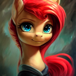 Size: 512x512 | Tagged: safe, derpibooru import, machine learning generated, pony, bust, clothes, looking at you, portrait, random pony, smiling, smiling at you, solo