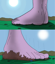 Size: 1280x1493 | Tagged: safe, artist:az12lol, derpibooru import, twilight sparkle, twilight sparkle (alicorn), alicorn, anthro, plantigrade anthro, barefoot, crushed, feet, female, fetish, foot fetish, giantess, goddess, macro, mega giant, offscreen character, story included