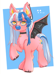 Size: 2875x3818 | Tagged: safe, derpibooru import, oc, anthro, demon, original species, pegasus, pony, commission, commissionopen, cute, devil horn (gesture), female, moon, open, solo, stars