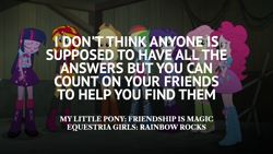 Size: 1920x1080 | Tagged: safe, derpibooru import, edit, edited screencap, editor:quoterific, screencap, applejack, fluttershy, pinkie pie, rainbow dash, rarity, sunset shimmer, twilight sparkle, equestria girls, rainbow rocks, humane five