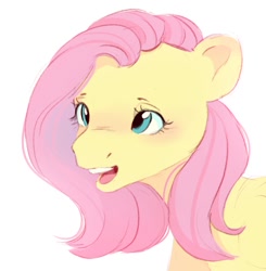 Size: 959x980 | Tagged: safe, artist:melodylibris, derpibooru import, fluttershy, pegasus, pony, bust, female, hoers, mare, simple background, small eyes, solo, white background