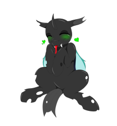 Size: 9000x9700 | Tagged: safe, artist:ginnythequeen, derpibooru import, changeling, heart, simple background, solo, tongue, tongue out, transparent background