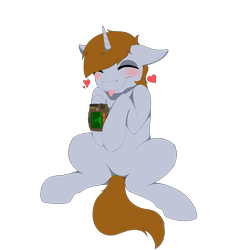 Size: 9000x9700 | Tagged: safe, artist:ginnythequeen, derpibooru import, oc, oc only, oc:littlepip, pony, unicorn, fallout equestria, :p, eyes closed, heart, pipbuck, simple background, sitting, solo, tongue, tongue out, transparent background