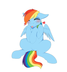 Size: 9000x9700 | Tagged: safe, artist:ginnythequeen, derpibooru import, rainbow dash, pegasus, g4, :p, blushing, eyes closed, heart, simple background, sitting, solo, spread wings, tongue, tongue out, transparent background, wings