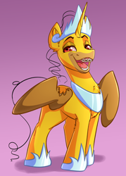 Size: 2592x3616 | Tagged: safe, artist:witchtaunter, derpibooru import, oc, alicorn, pony, chest fluff, clothes, commission, commissioner:reversalmushroom, crown, ear fluff, ears, faic, funny, homer simpson, jewelry, looking at you, meme, regalia, sharingan, shoes, smiling, smiling at you, solo, ugly