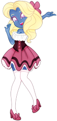 Size: 1088x2280 | Tagged: safe, artist:lavender-doodles, derpibooru import, oc, oc:azure/sapphire, equestria girls, beer maiden, cider maiden, clothes, crossdressing, dirndl, dress, femboy, makeup, male, oktoberfest, pink, simple background, solo, stockings, thigh highs, transparent background, wig