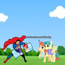 Size: 1000x1000 | Tagged: safe, artist:superfanda, aunt holiday, auntie lofty, pegasus, holiloft, sciset, superman