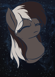 Size: 745x1040 | Tagged: safe, artist:anonymous, oc, oc only, oc:pine ponder, pony, bust, drawthread, eyes closed, female, mare, snowpony (species), solo, taiga pony