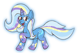 Size: 1021x697 | Tagged: safe, artist:xppp1n, trixie, unicorn, alternate hairstyle, female, mare, rainbow power, rainbow power-ified, smiling, solo