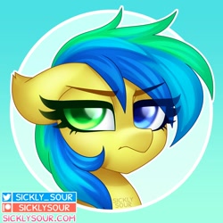 Size: 1000x1000 | Tagged: safe, artist:sickly-sour, derpibooru import, oc, oc only, pony, bust, heterochromia, solo