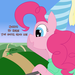 Size: 2500x2500 | Tagged: safe, artist:legendoflink, derpibooru import, pinkie pie, oc, oc:anon, earth pony, human, pony, g4, clothes, cute, damsel in distress, dialogue, diapinkes, dress, exhausted, female, friendshipping, hat, heart, heart eyes, hennin, mare, pinktober, princess, princess pinkie pie, simple background, wingding eyes