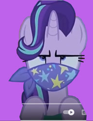 Size: 442x575 | Tagged: safe, artist:darlycatmake, derpibooru import, starlight glimmer, unicorn, road to friendship, 1000 years in photoshop, angry, bored, cloth gag, clothes, gag, scarf, scarf gag, starlight glimmer is not amused, unamused, unhappy, unimpressed