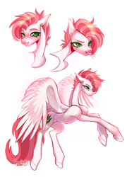 Size: 2300x3196 | Tagged: safe, artist:satan, derpibooru import, oc, oc:celestial flower, pegasus, pony, :p, blushing, bust, commission, cute, ear fluff, ears, eyelashes, female, full body, hooves, looking at you, looking back, mare, pegasus oc, portrait, reference, reference sheet, simple background, smiling, smiling at you, solo, tail, tongue, tongue out, white background, wings