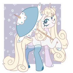 Size: 1280x1280 | Tagged: safe, artist:lynesssan, derpibooru import, oc, oc only, oc:snow white, pony, unicorn, clothes, female, heart eyes, looking at you, looking back, looking back at you, mare, rear view, smiling, smiling at you, socks, solo, stockings, thigh highs, umbrella, wingding eyes