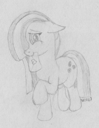 Size: 1423x1848 | Tagged: safe, artist:wapamario63, marble pie, earth pony, pony, cute, female, letter, marblebetes, mare, monochrome, raised hoof, raised leg, shy, sketch, solo, traditional art