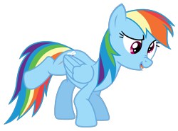 Size: 2022x1500 | Tagged: safe, artist:sketchmcreations, derpibooru import, rainbow dash, pegasus, pony, call of the cutie, season 1, behaving like applejack, bucking, derp, female, imitation, mare, mocking, open mouth, rainbow derp, raised leg, scrunchy face, simple background, tongue, tongue out, transparent background, vector