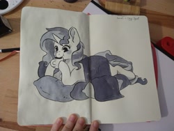Size: 4000x3000 | Tagged: safe, artist:cutepencilcase, derpibooru import, sunset shimmer, pony, unicorn, equestria girls, blanket, coffee, female, high res, lying down, mare, pillow, prone, solo