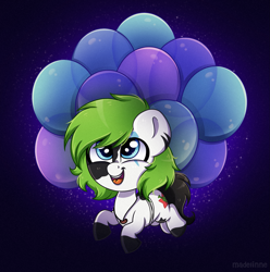 Size: 1819x1836 | Tagged: safe, artist:madelinne, derpibooru import, oc, oc only, oc:puffy, earth pony, pony, balloon, commission, cute, happy, jewelry, male, necklace, ocbetes, open mouth, open smile, smiling, stallion, your character here